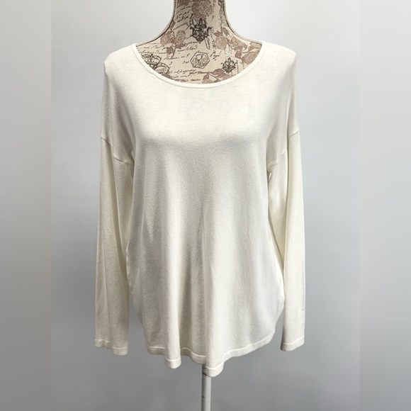 SOFT SURROUNDINGS Ivory TRIESTE Long Sleeve scoop neck top size MP - Picture 2 of 13